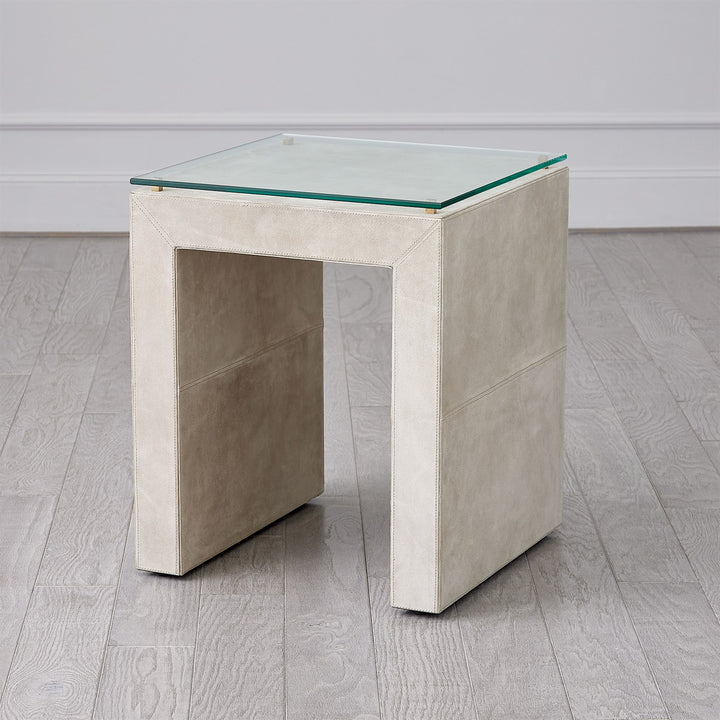 Posh Side Table - Parchment Suede