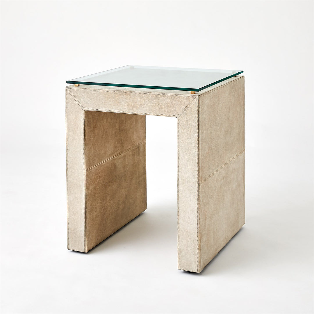 Posh Side Table - Parchment Suede