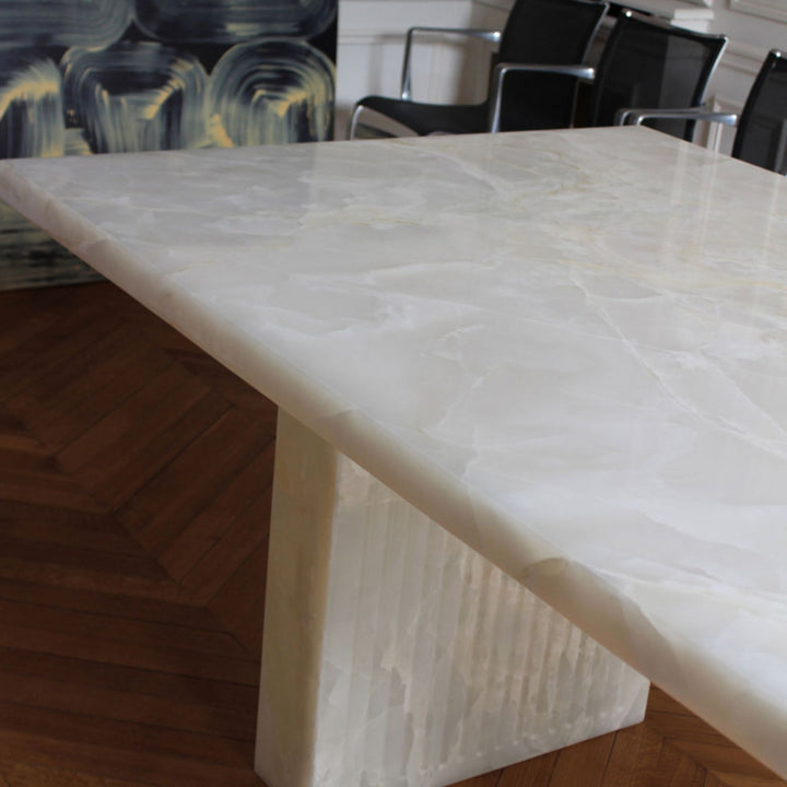 Aura White Onyx Dining Table