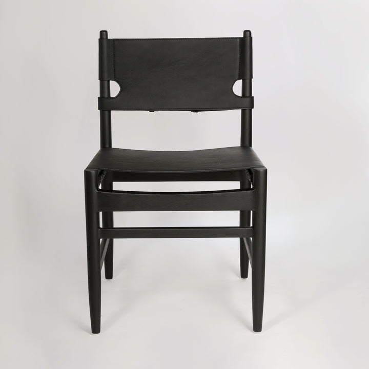 Cabrillo Leather Dining Chair - Black Leather - Open Box