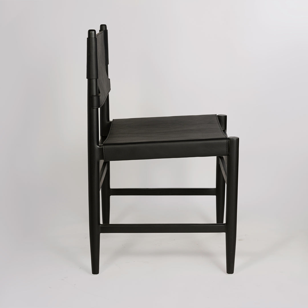 Cabrillo Leather Dining Chair - Black Leather - Open Box