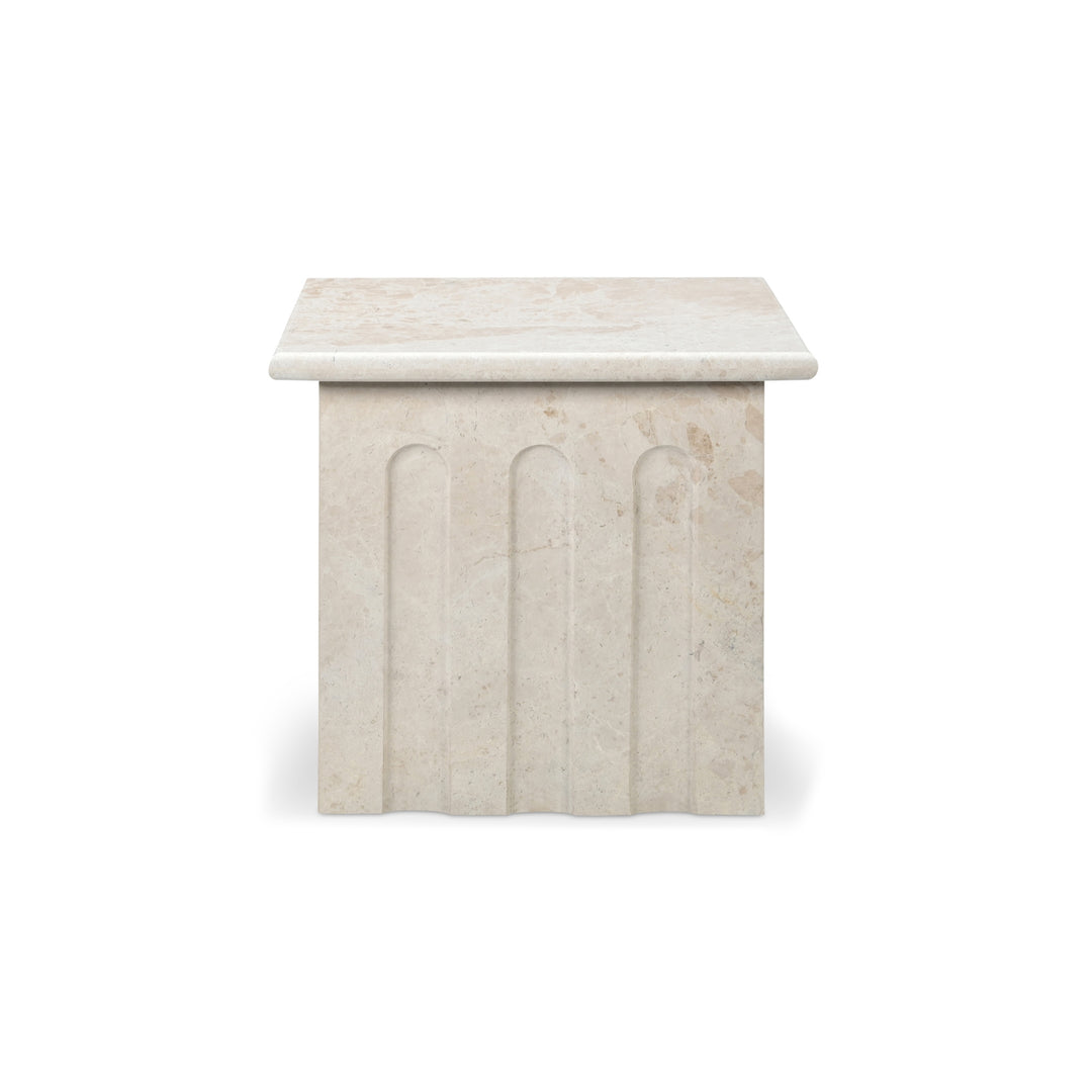 Hazel Side Table - Cream Marble