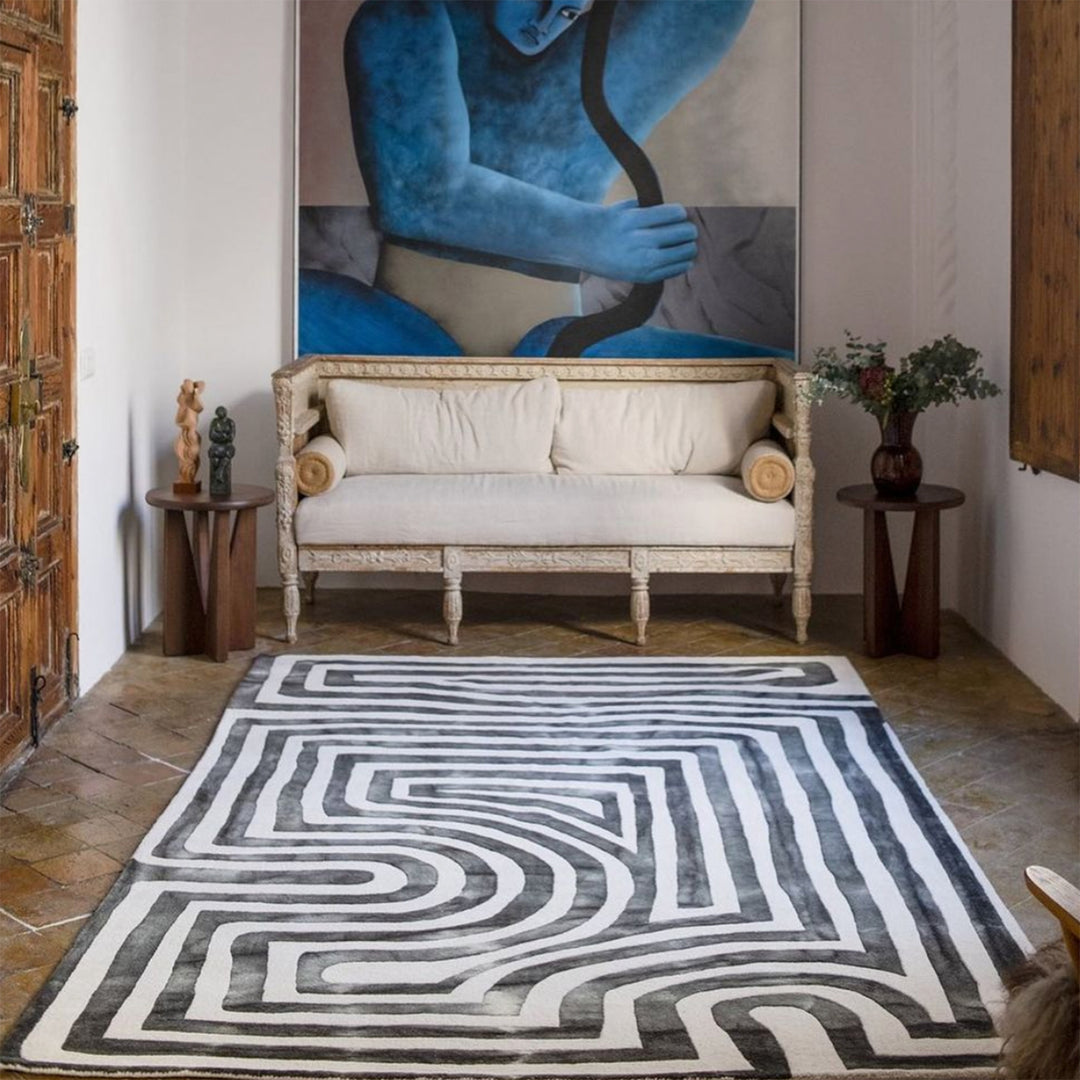 Psychedelic Labyrinth Dip Dye Rug