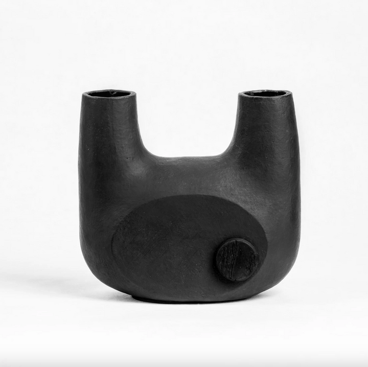 Small Sculpted Vase Black