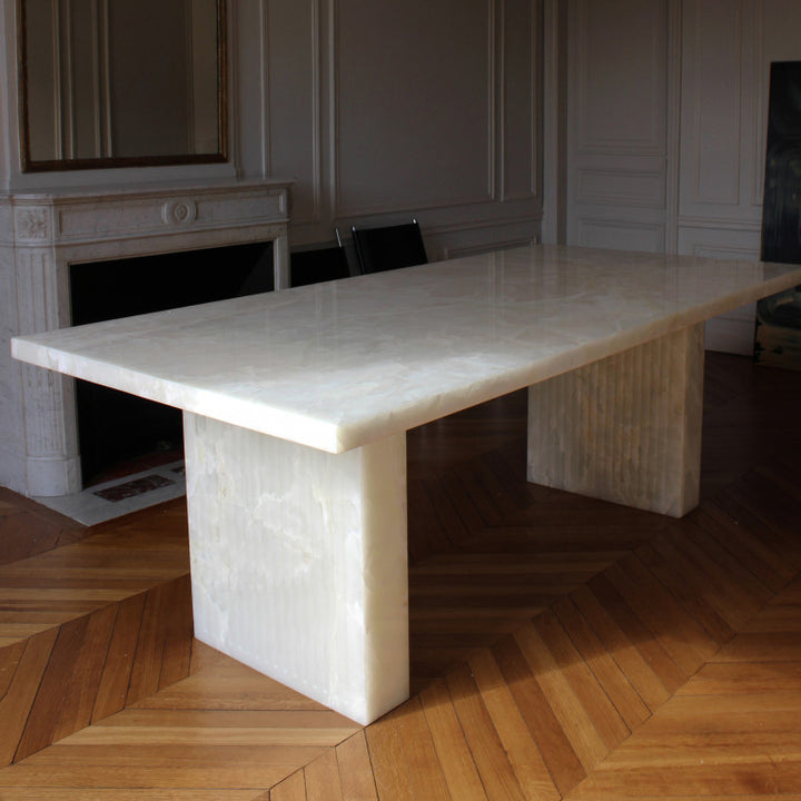 Aura White Onyx Dining Table