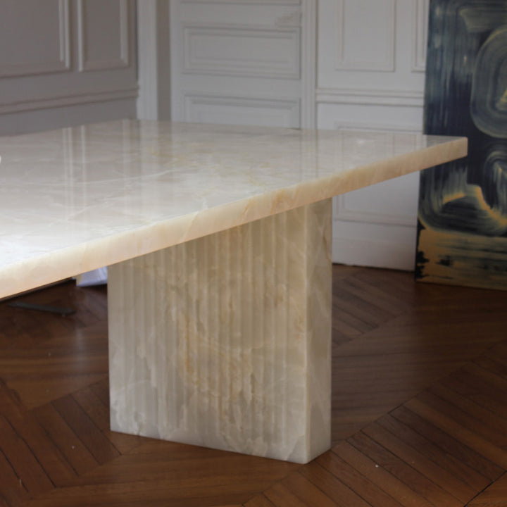 Aura White Onyx Dining Table