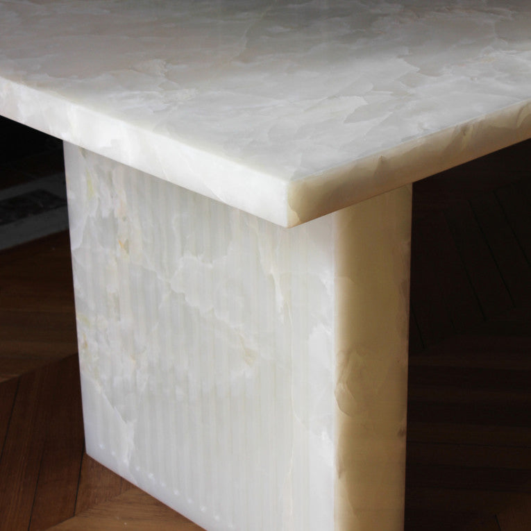 Aura White Onyx Dining Table