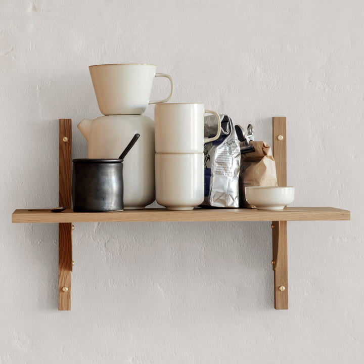 Sector Shelf - Single - Wide - Natural Oak/Brass