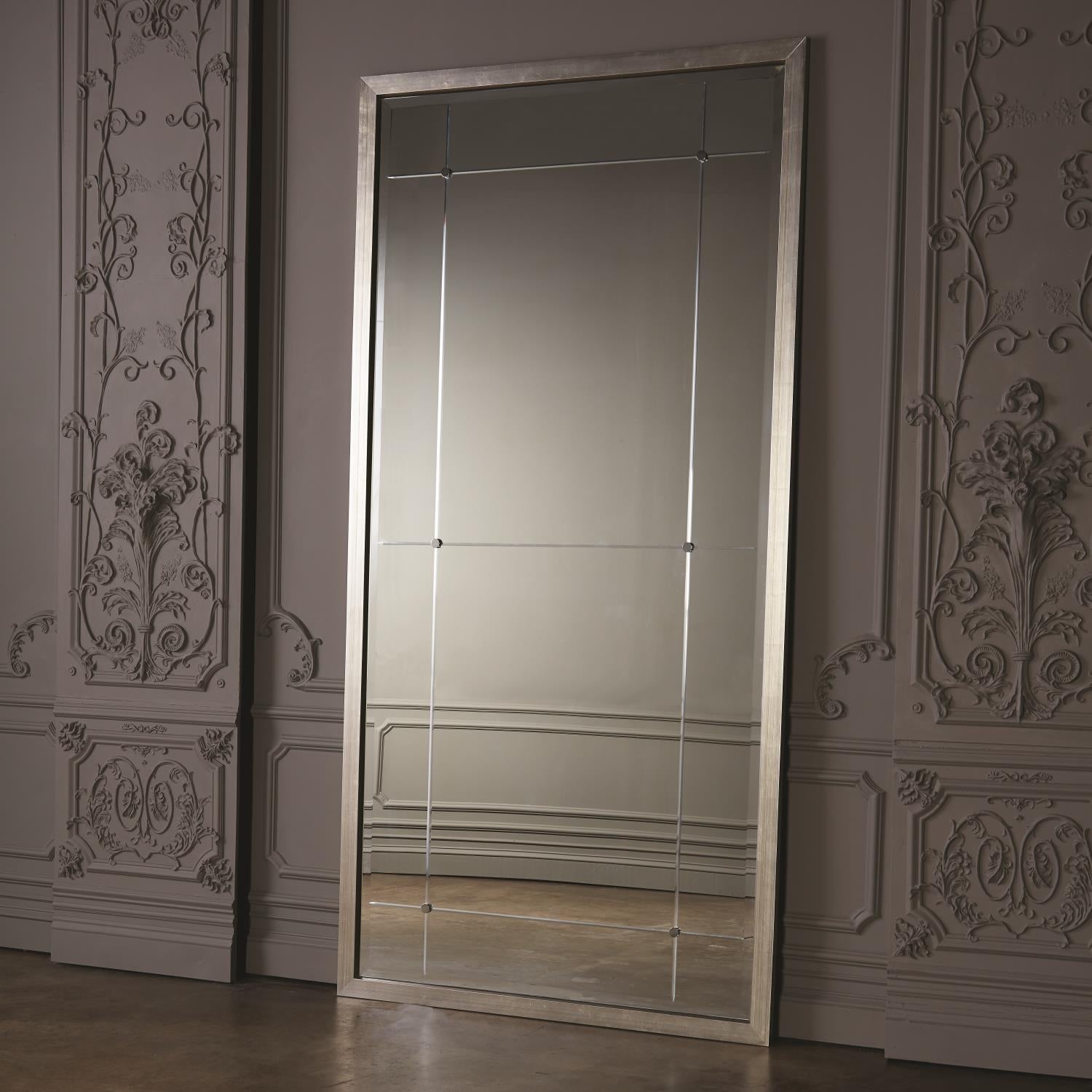 Beaumont Floor Mirror Silver Leaf