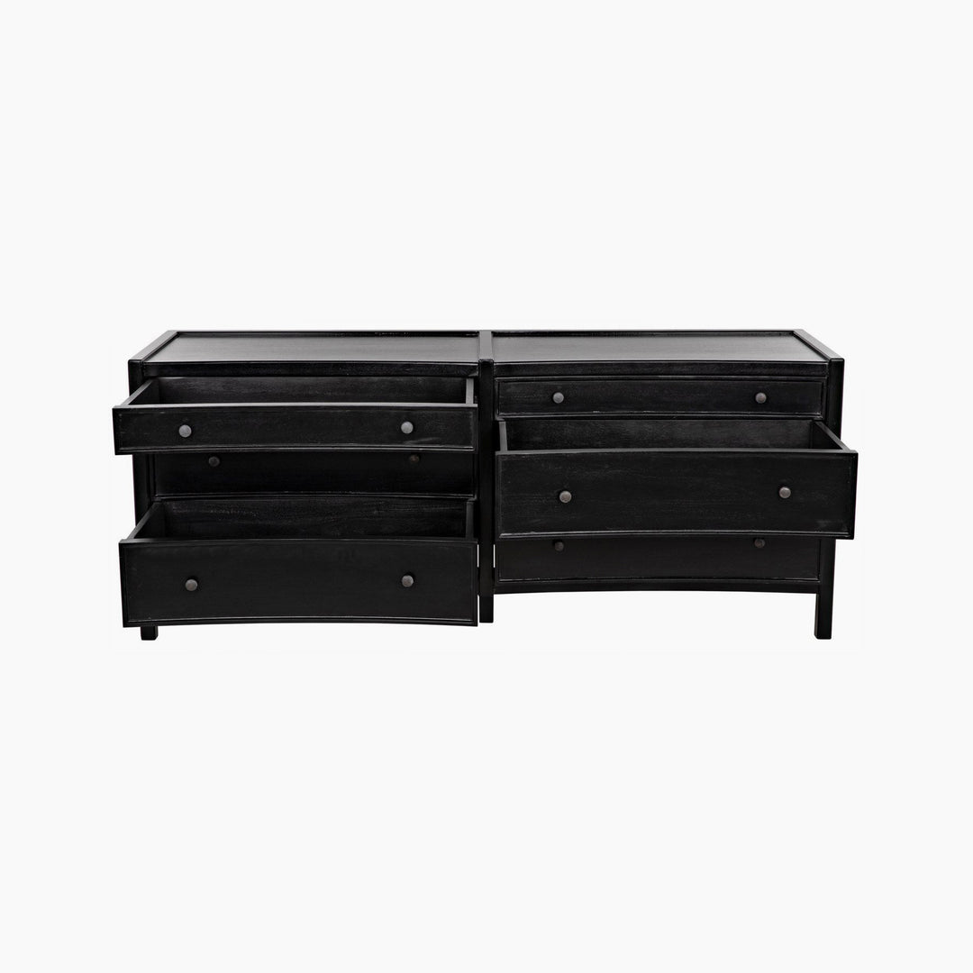 Kamila 6 Drawer Dresser, Hand Rubbed Black