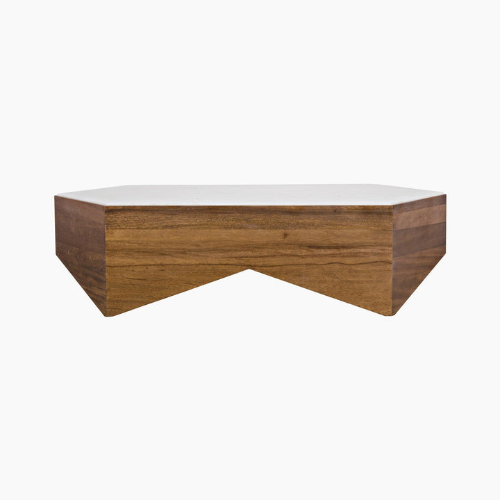 Kinsley Coffee Table, Dark Walnut, Walnut and White Marble