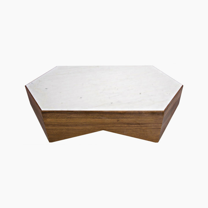 Kinsley Coffee Table, Dark Walnut, Walnut and White Marble