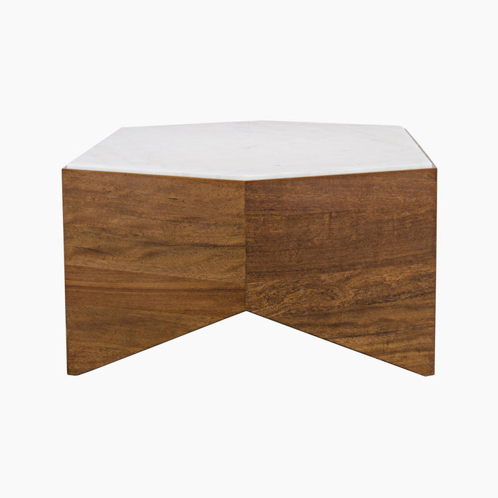 Kinsley Coffee Table, Dark Walnut, Walnut and White Marble