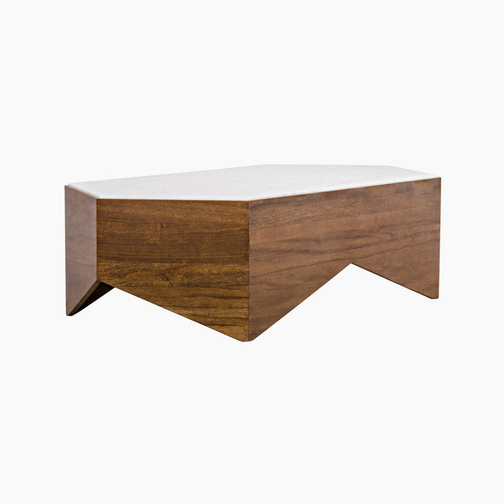 Kinsley Coffee Table, Dark Walnut, Walnut and White Marble