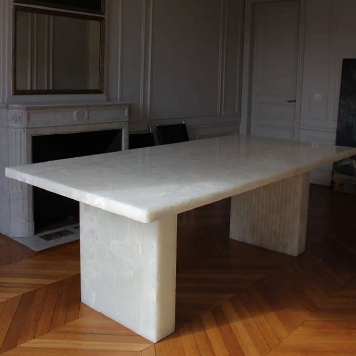 Aura White Onyx Dining Table