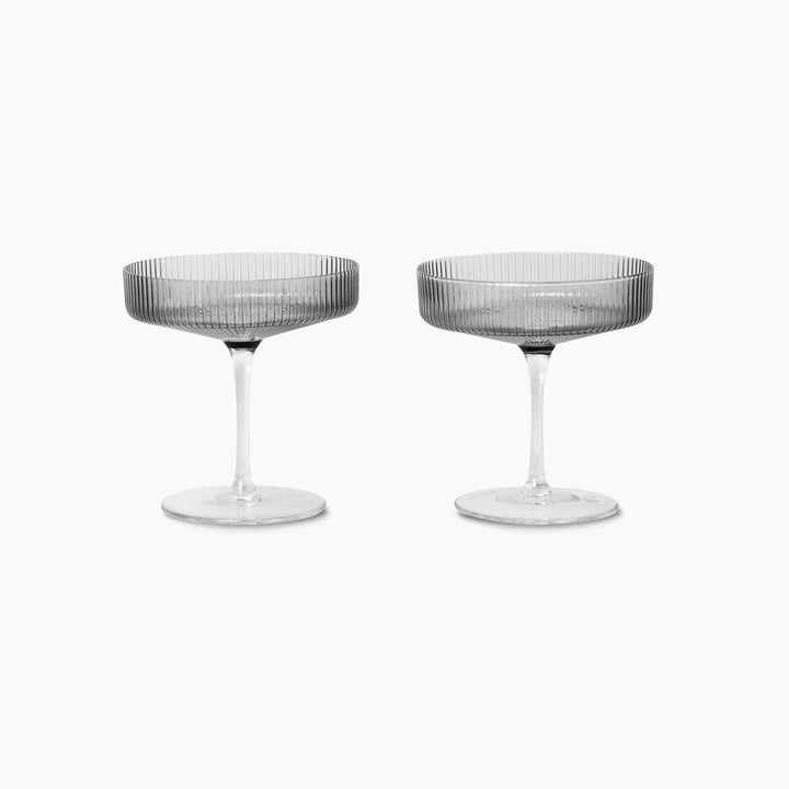 Ripple Champagne Glass Saucers Smoked Grey - Set of 2