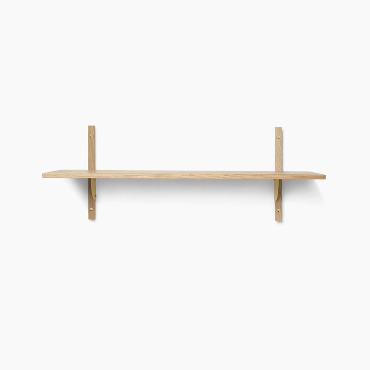 Sector Shelf - Single - Wide - Natural Oak/Brass