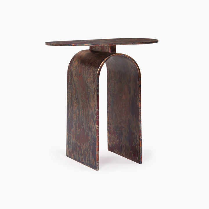 U Shaped Patina Side Table