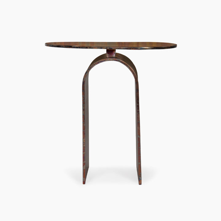 U Shaped Patina Side Table