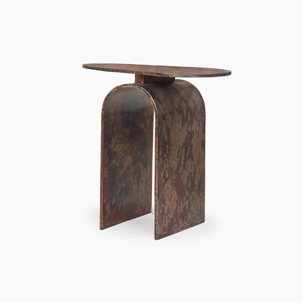 U Shaped Patina Side Table