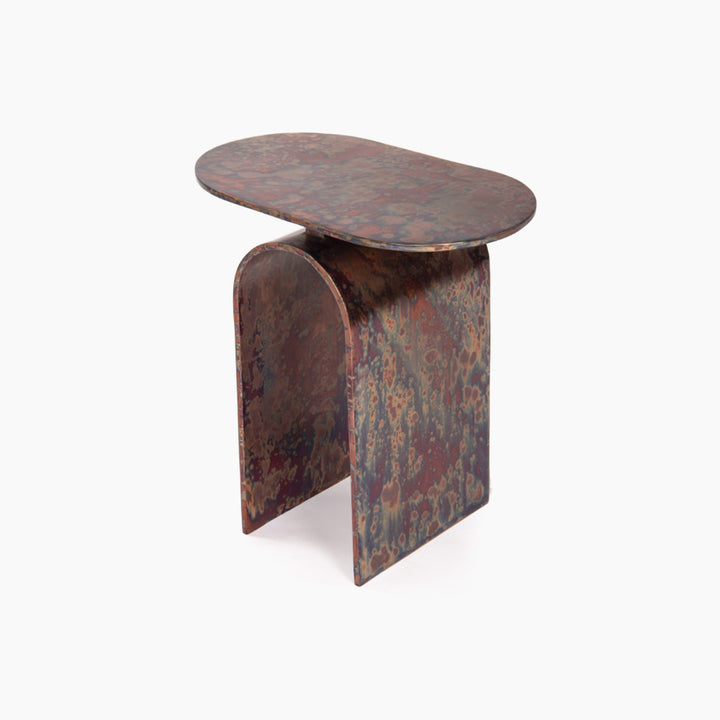 U Shaped Patina Side Table